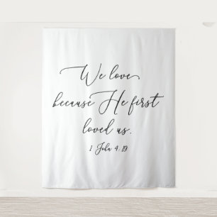 Tapiz Black text white wedding backdrop photo back