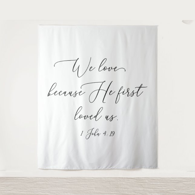 Tapiz Black text white wedding backdrop photo back (Anverso)