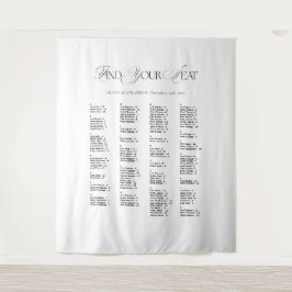 Tapiz Black & White Wedding Seating Chart Fabric 