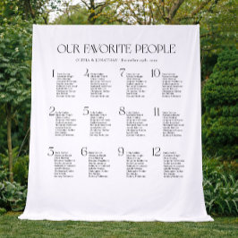 Tapiz Black & White Wedding Seating Chart Fabric 
