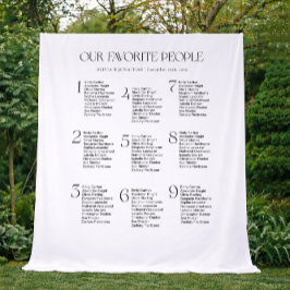 Tapiz Black White Wedding Seating Chart Fabric 9 Tables