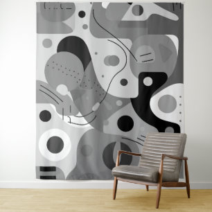 Tapiz Blanco gris, formas brillantes, diseño moderno