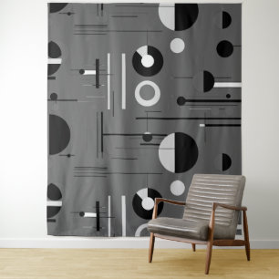Tapiz Blanco gris, formas brillantes, diseño moderno