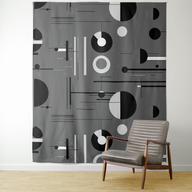 Tapiz Blanco gris, formas brillantes, diseño moderno (In situ)