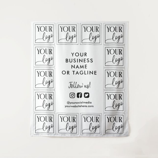 Tapiz Blanco negro tu logotipo y fondo de medios sociale (Anverso)
