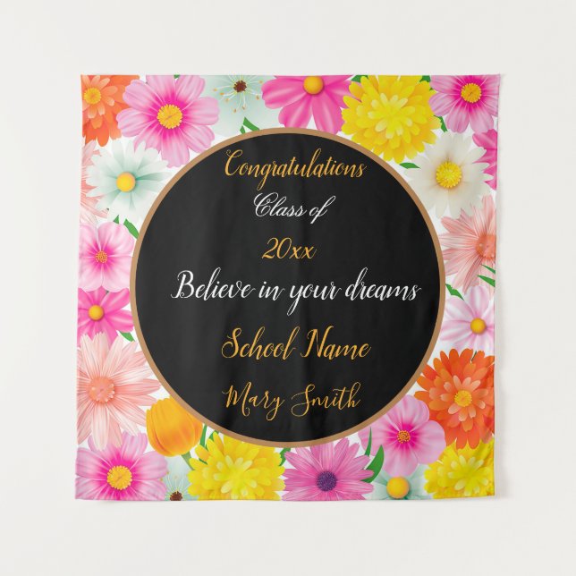 Tapiz Blanco Personalizar floral popular (Anverso)