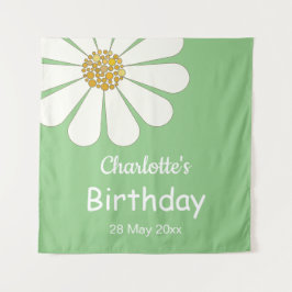 Tapiz Blanco Retro Moderno Daisy Flor Cumpleaños Persona