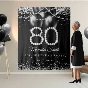Tapiz Bling Diamonds 80th Birthday Party Backdrop