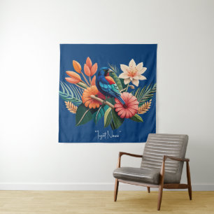 Tapiz Bliss tropical: Una Fusión Vibrante de la Flora