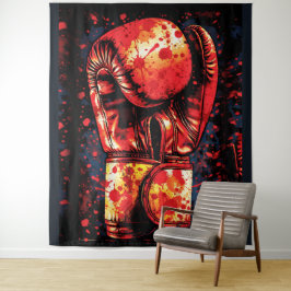 Tapiz Blood-Splattered Red Boxing Gloves Dramatic Art