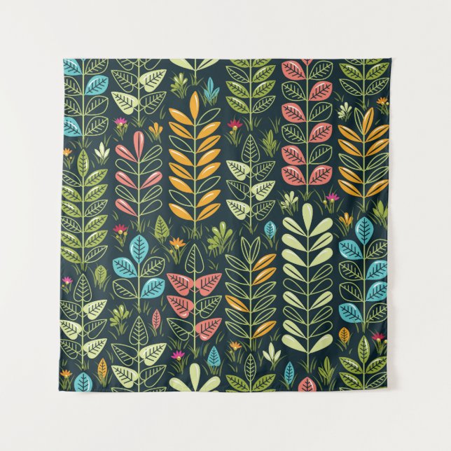 Tapiz Blooms Eternos: Elegancia floral dibujada a mano (Anverso)