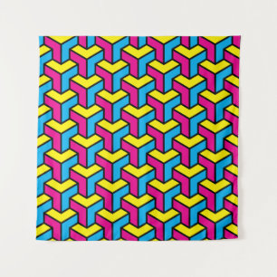 Tapiz Bloque de ilusión óptica geométrica CMYK de negrit