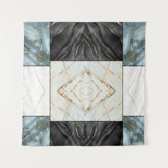 Tapiz Bloque geométrico abstracto moderno de mármol ágat (Anverso)
