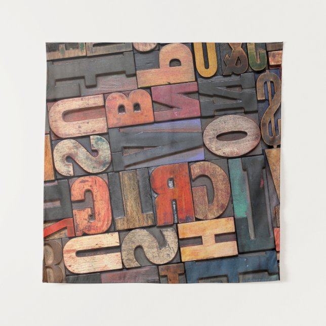 Tapiz bloques de impresión de letras antiguos con un pat (Anverso)