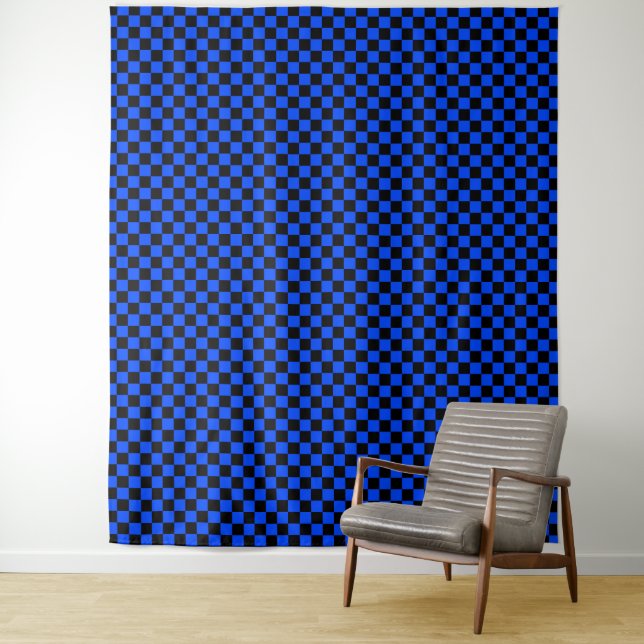 Tapiz Blue and black checkerboard pattern (In situ)