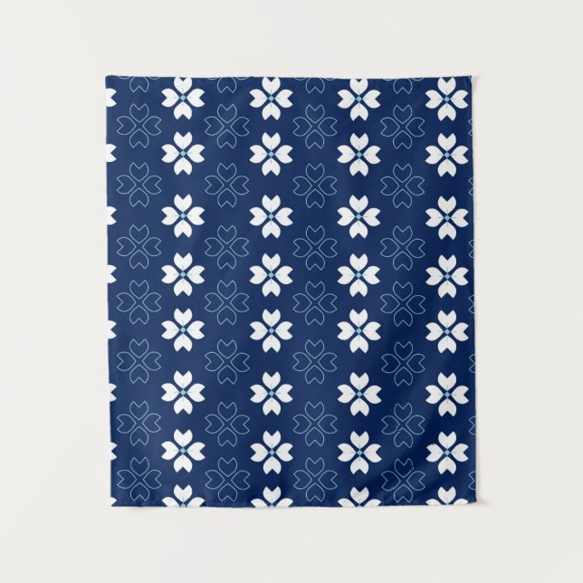 Tapiz Blue And White Floral Tapestry (Anverso)