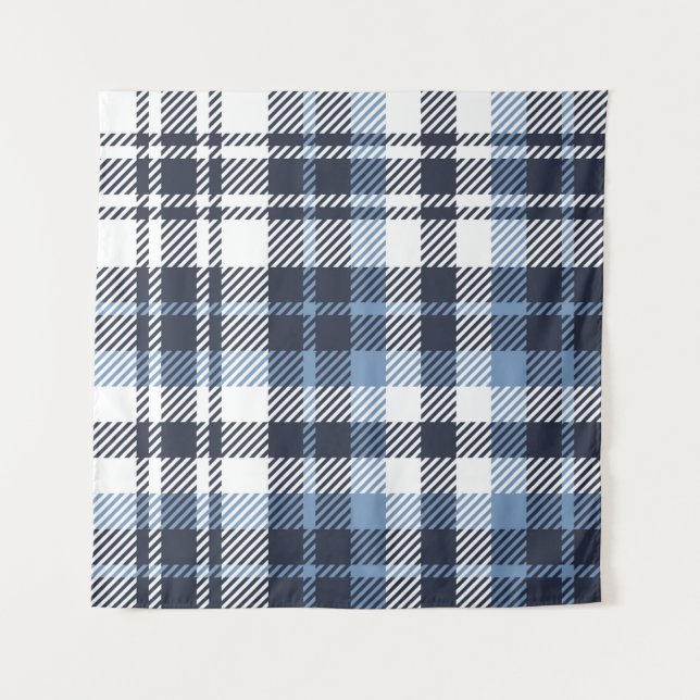 Tapiz Blue and White modern tartan plaid Scottish seamle (Anverso)