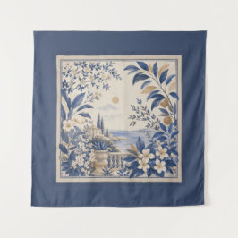 Tapiz Blue Botanical Wall Tapestry