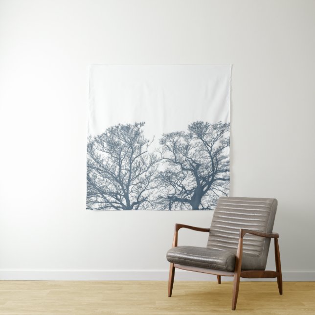 Tapiz Blue Bottom Trees Tropical Boho (In situ)