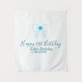 Tapiz Blue bow happy 21ᵉʳ cumpleaños date