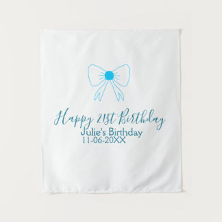 Tapiz Blue bow happy 21ᵉʳ cumpleaños date