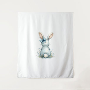 Tapiz Blue Bunny Tail Cottontail Easter Bunny con huevos