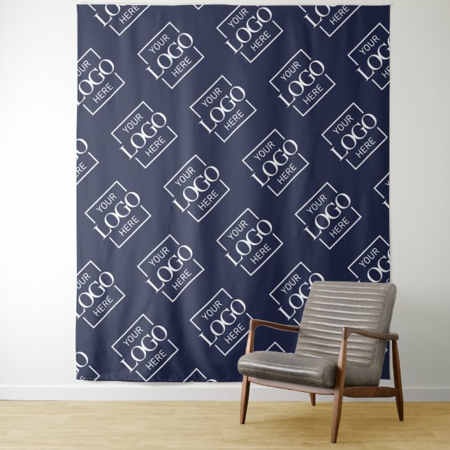 Tapiz Blue Business Logo Pattern Trade Show Backdrop (In situ)