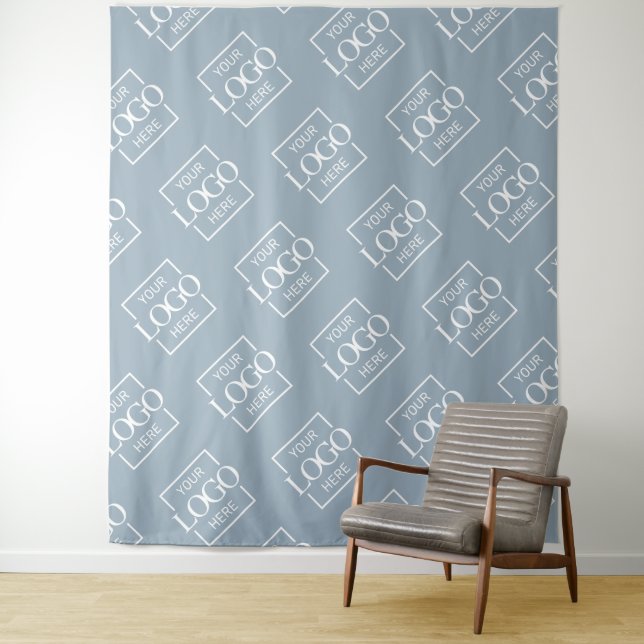 Tapiz Blue Business Logo Pattern Trade Show Backdrop (In situ)