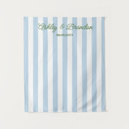Tapiz Blue Cabana Stripe Personalized Wedding