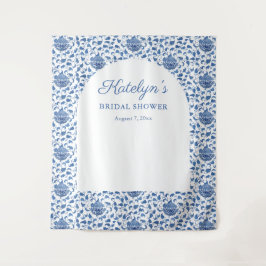 Tapiz Blue Chinoiserie Bridal Shower Foto de fondo