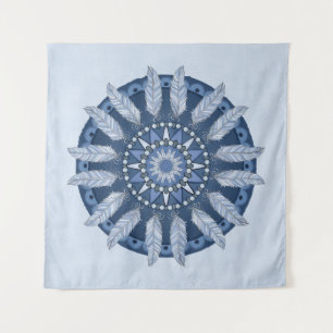 Tapiz Blue Feather Mandala