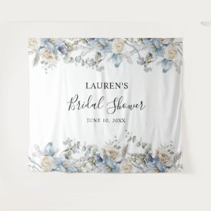 Tapiz Blue Floral Bridal Shower Photo Booth Fondo