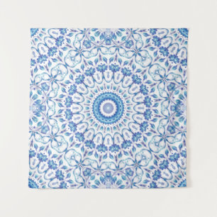 Tapiz Blue Floral Mandala
