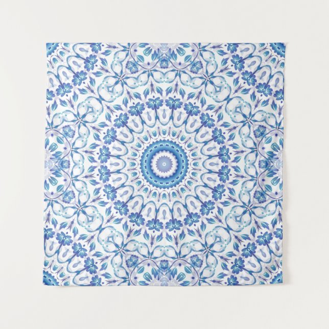 Tapiz Blue Floral Mandala (Anverso)