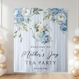 Tapiz Blue Floral Mother's Day Tea Party Backdrop