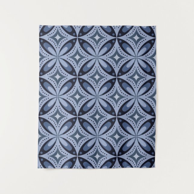 Tapiz Blue Geometric Pattern Retro Style (Anverso)