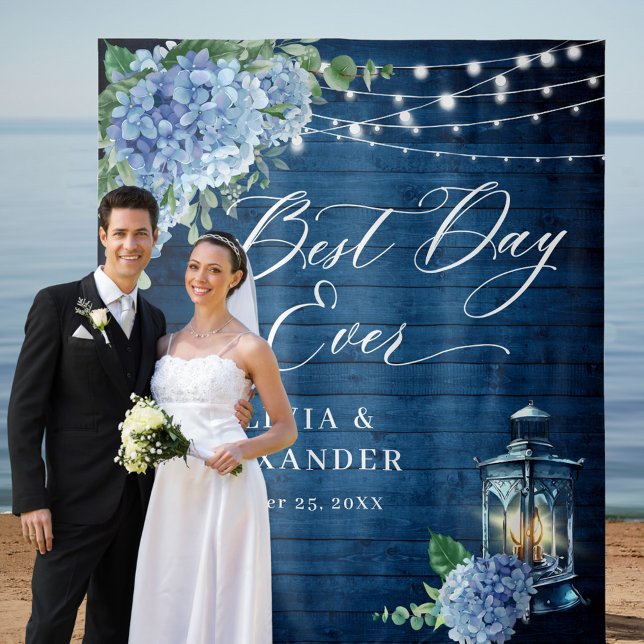 Tapiz Blue Hydrangea Lantern Wood Photo Boda Fondo (Subido por el creador)