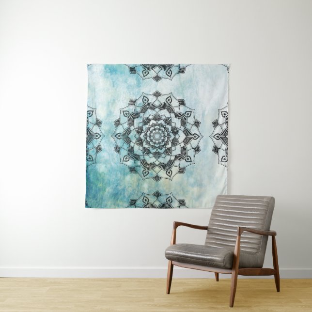Tapiz Blue Mandala Wall Art (In situ (horizontal))