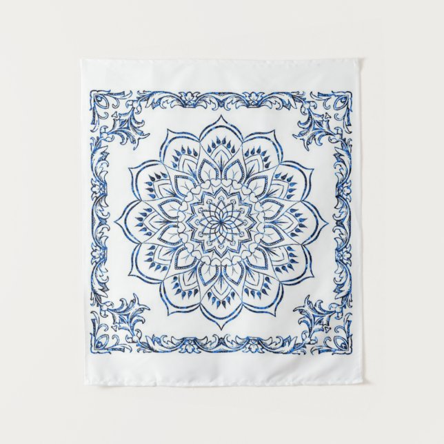 Tapiz | Blue Mandela | Decoraciones del hogar (Anverso)