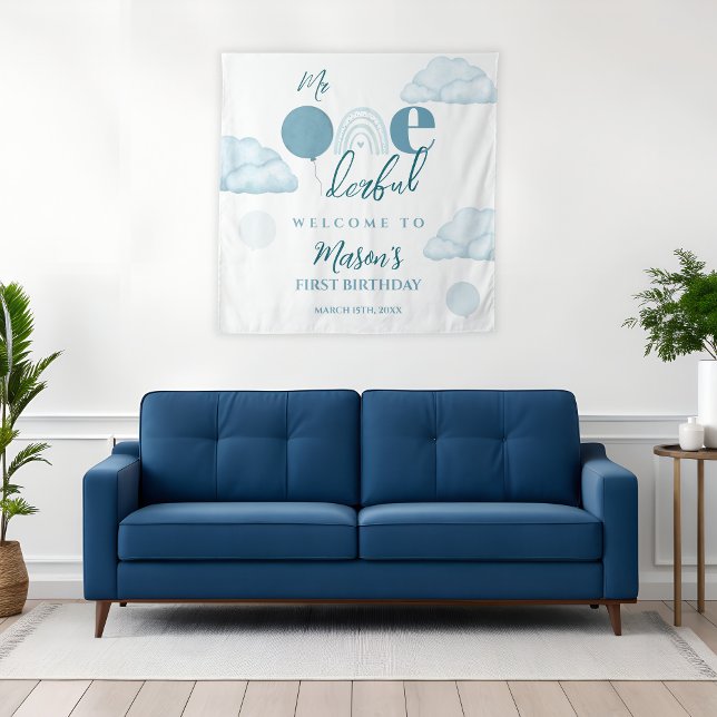 Tapiz Blue Mr Onederful Sky Cloud 1st Birthday  (Subido por el creador)