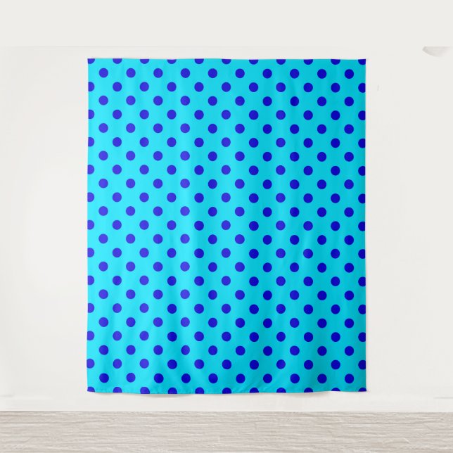 Tapiz Blue On Cyan Polka Dots Pattern Design (Anverso)