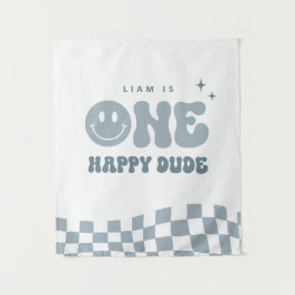 Tapiz Blue ONE Happy Dude Birday Party Tapestry
