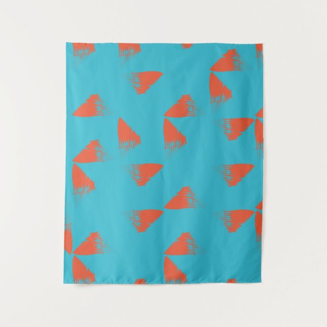 Tapiz Blue, orange, vibrant, trendy geometric pattern (Anverso)
