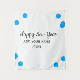 Tapiz Blue polkadots happy new year add name messasimple