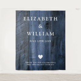 Tapiz Blue Rustic Boho Barn Wood Photo Booth Fondo