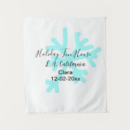 Tapiz Blue snowflakes holiday camping house place date