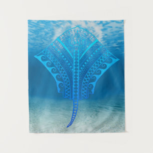 Tapiz Blue Tribal Stingray