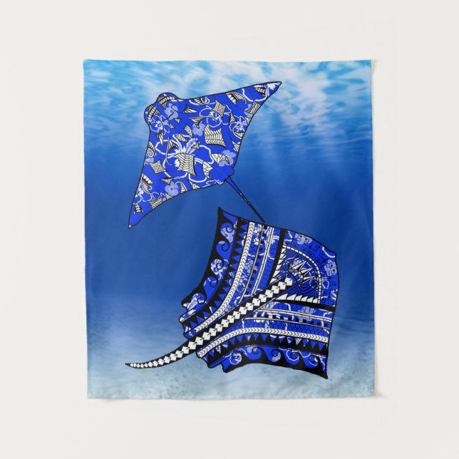 Tapiz Blue Tribal Stingrays (Anverso)