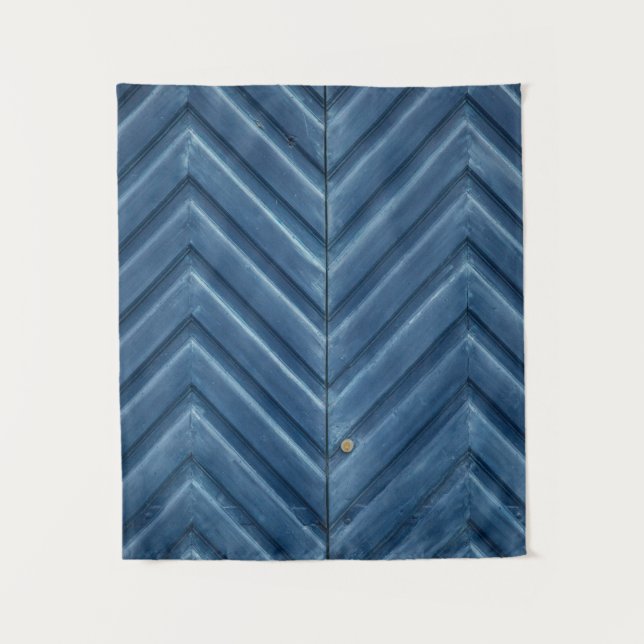 Tapiz Blue wooden chevron wall (Anverso)