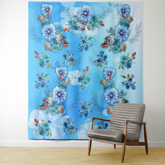 Tapiz Blues de cornflower en acuarela (In situ)